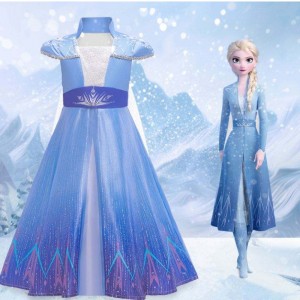 Nový elsa frocks módní krátké rukávy kabát Halloween Fairy Princess Child Cosplay Cosplay