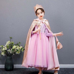 Baige Girl Trevised Cape Snow Queen Elsa Anna Costume Halloween Christmas Party for Girls BX211