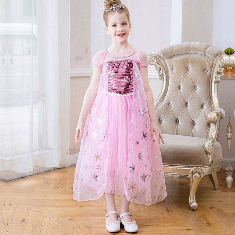 Baigenový příjezd bez rukávů Elsa Anna Fashion Kids Cosplay Cosplay Girls Costume Party šaty