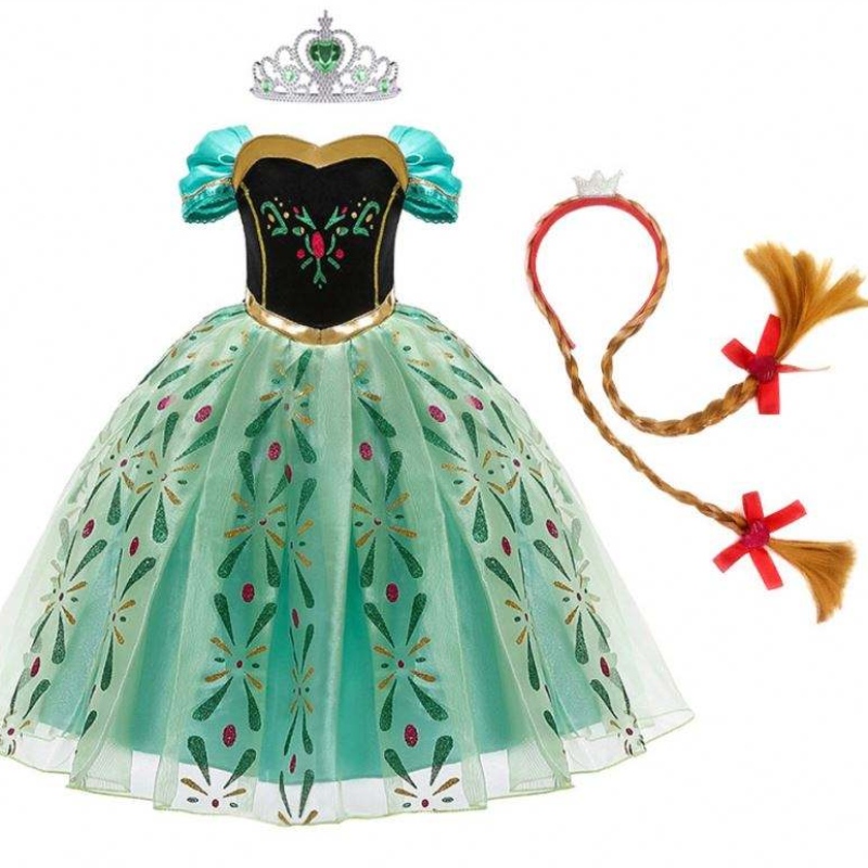 Anna šaty pro dívku cosplay sněhová královna princezna kostým děti halloween oblečení dětinarozeninové karneval ozdobné šaty a paruka