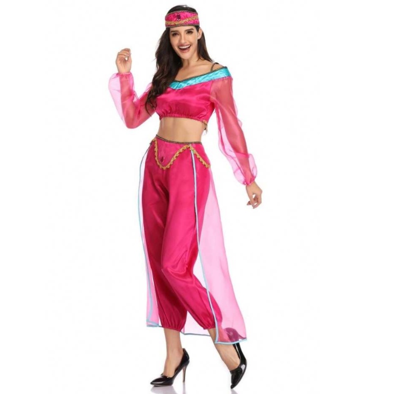 Velkoobchod sexy ženy s dlouhým rukávem Arabská Indie Jasmine Princess kostým Halloween Fairy Greek Goddess Lady Cosplay Cosplay