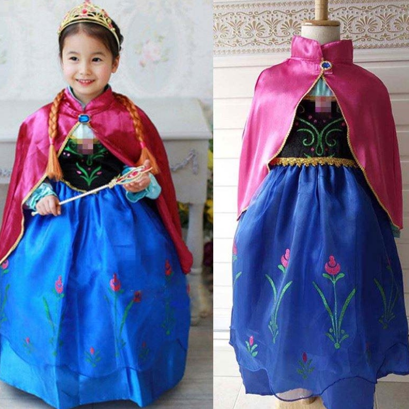 Dívky elsa anna šaty kreslené cosplay sněhová královna princezna šaty elsa batole dětské oblečení šaty pro dívky