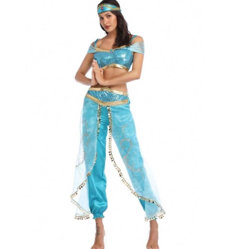 Velkoobchod sexy Jasmine Aladdin Pants Women Costume Princess kostým pro dospělé arabské břicho tanečnice kostým princezna Jasmine cosplay