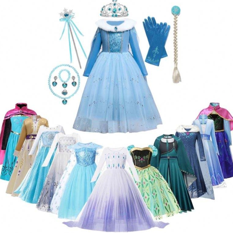 Anna Elsa Princezna kostýmy pro děti Halloween vánoční večírek Cosplay Snow Queen Fancy šaty dívky Snowflake Prom Glown