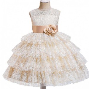 Baige Summer Fashion Tulled Šaty Flower Girl Svatební šaty 12 let staré dívky dítě růžové večerní šatyna večírky