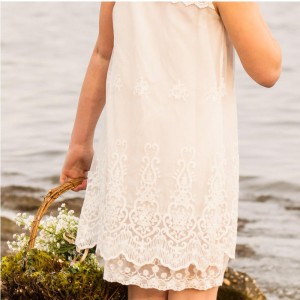 Letní výšivka dívka krajka šatů Věk 2-12 Princezna šaty družička party květinové dívky šaty