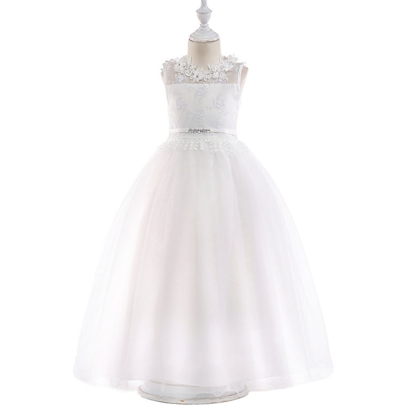 2022 Dívčí party šaty Elegantní bílá družička Princezna Kids Dresses for Girls Clothed Children Svatební šaty 10 12 let