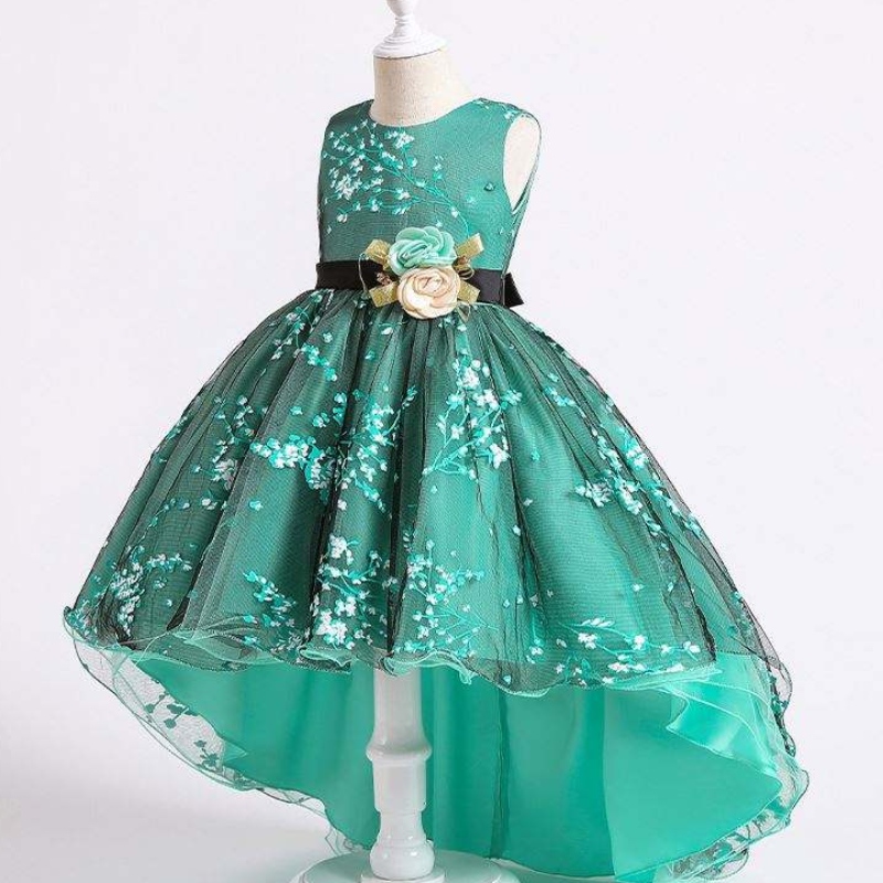 Baige Children Dress Girls Bow Bow Svatební šaty koncové západní partynosit formální princeznu dívka \\'s šaty 2153