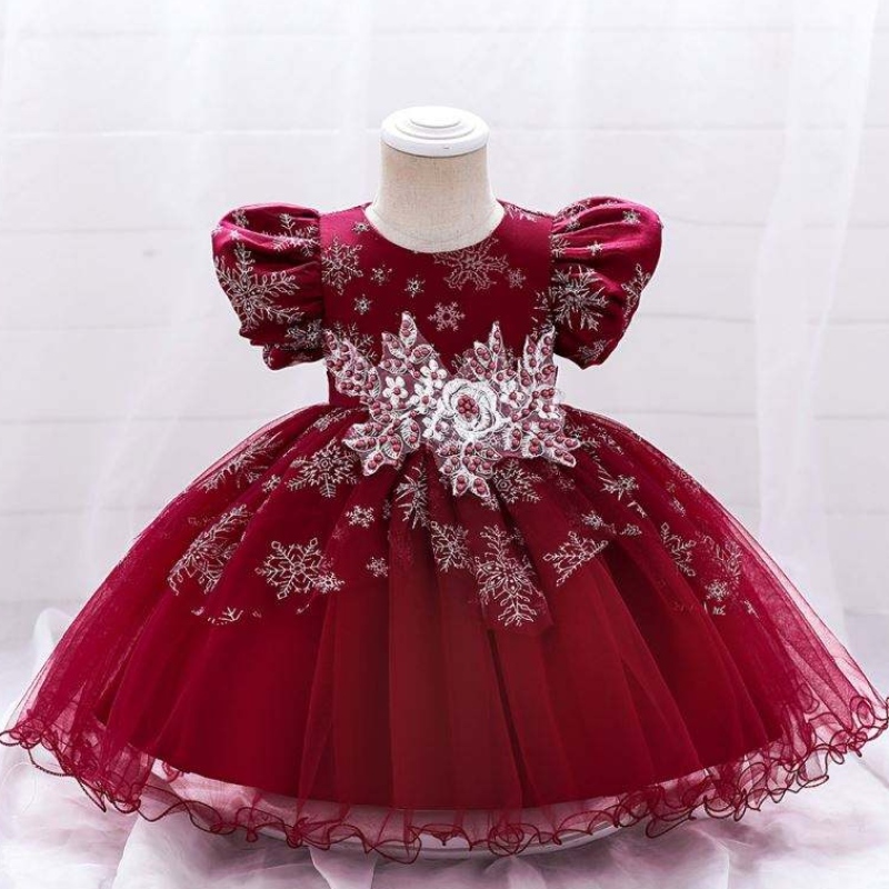 Baige holčička Frocks Design krátký rukáv Performance Dance Dress Children's Party Wear Gown l2028xz