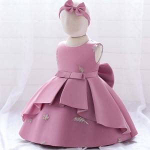 Baige 2 -leté dítě krajky party Frock Big Bow Princezna svatební plesové šaty Design Kids Narození výšivky batole dívka šaty