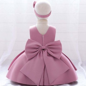 Baige Baby Frock Design 1 roknarozeninové šaty Girl Princess Flower šaty s bezplatnou čelenkou