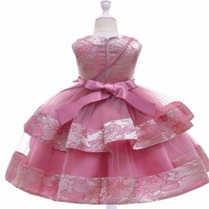 Baige New Design Flower Girl Party Dress with Mini Bag saténnarozeninové svatební šaty L5216