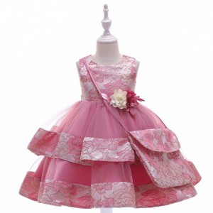 Baige New Design Flower Girl Party Dress with Mini Bag saténnarozeninové svatební šaty L5216