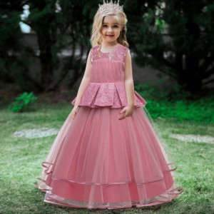 Baige Fancy Girls Party šaty jaro a letní děti oblečení dětské dívky párty šaty