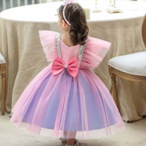 Baige Summer Puffy Flower Girl Narozeninynarozeniny šaty úplňkový měsíc děti svatební tutu party šaty l2065xz