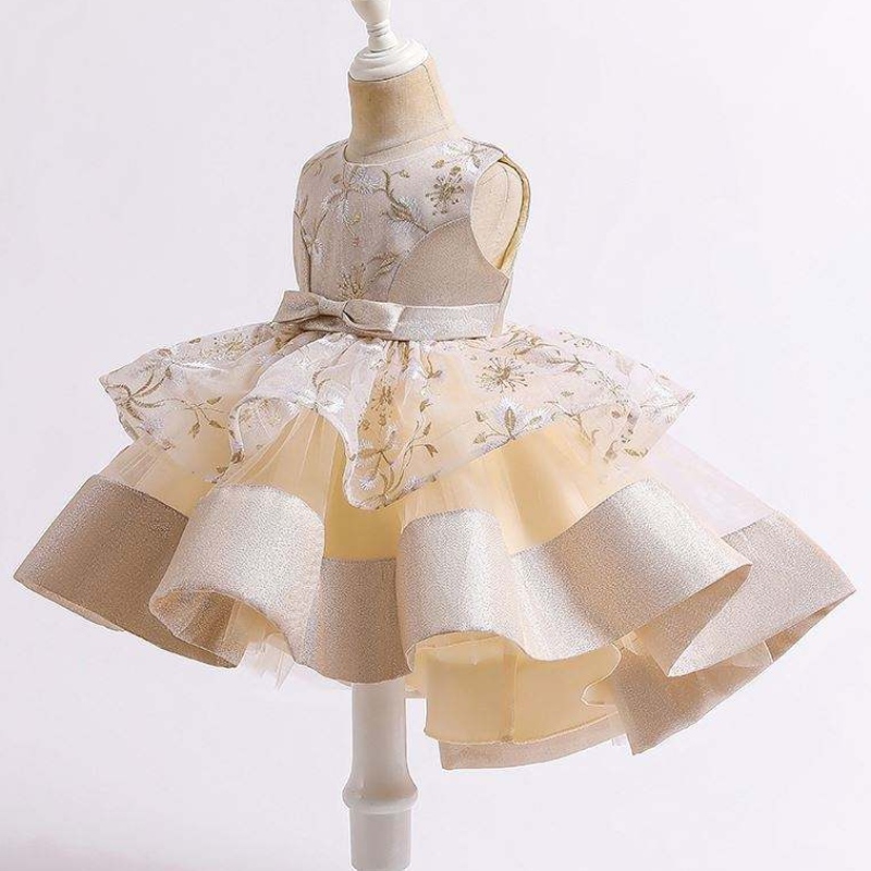 Baige 2021Summer Children \\'s Traeling Princess Dress Multi-vrstvová síť Děti svatební dort míčové šaty L5251