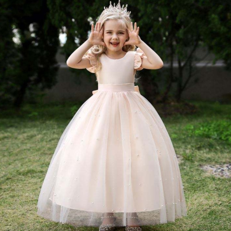 4-14 let květinové krajkové šaty dívky oblečení Princezna Party Pageant Long Gown Kids Šaty pro dívky Svatební večerní oblečení