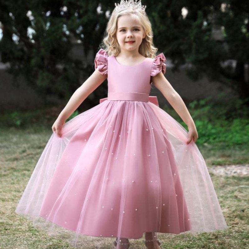 4-14 let květinové krajkové šaty dívky oblečení Princezna Party Pageant Long Gown Kids Šaty pro dívky Svatební večerní oblečení