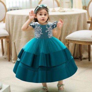 Baige Fashion Flower Pasa Kids Clothing Party Wear Floral Printed Children Girl Boutique šaty pro dívku 0-2 roky