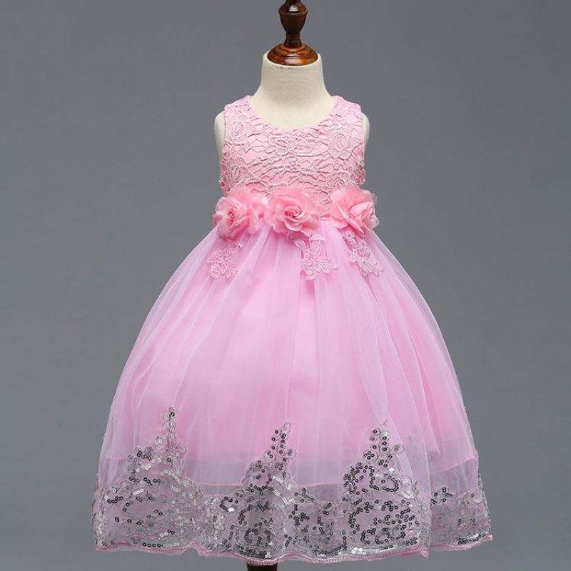Nejnovější dětské frock Design Boutique Kids Clothing Krajka sekin dívčí party šaty L7791