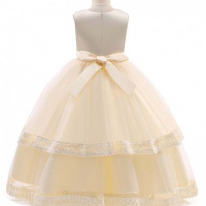 Baige Flower Girl Frock Designs 4-15 letears Teenager Svatební plesové šaty krajkové oblečení večírky