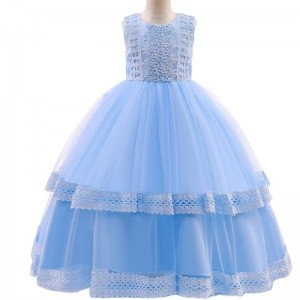 Baige Flower Girl Frock Designs 4-15 letears Teenager Svatební plesové šaty krajkové oblečení večírky