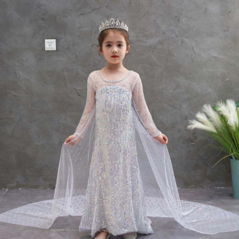 Snow Queen 2 Elsa Anna Costume Children Dresses Girl Party Halloweennarozeninové cosplay šaty s zářící dlouhý mys