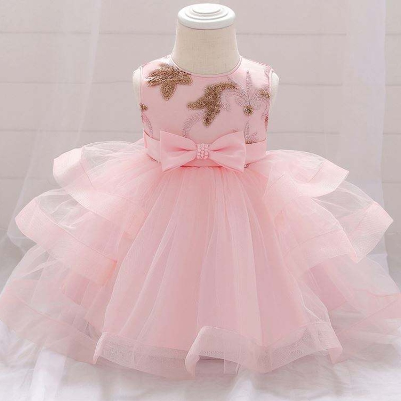 2021summernové dívky 2-6 let batolata pártynosit kojence Princezna Španělská krajka Krajka Kids Dresses with Bow Waistl L1929XZ