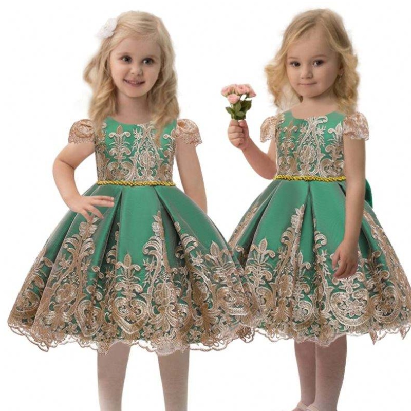 China Factory Kids Party Satin Frock Baby Flowernarozeninové oděvy děti letní oblečení 7933