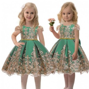 China Factory Kids Party Satin Frock Baby Flowernarozeninové oděvy děti letní oblečení 7933