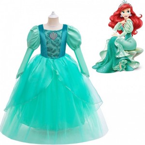 Baige Kids Girl Mermaid Ariel Princess šaty pro děti holčička Halloween kostým vánoční šaty rapunzel šaty