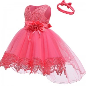 Červená modrá oranžová a bílá čtyři barvy krajkové luxusní večerní svatební večírky s vlasovým pásem pronové holčičky