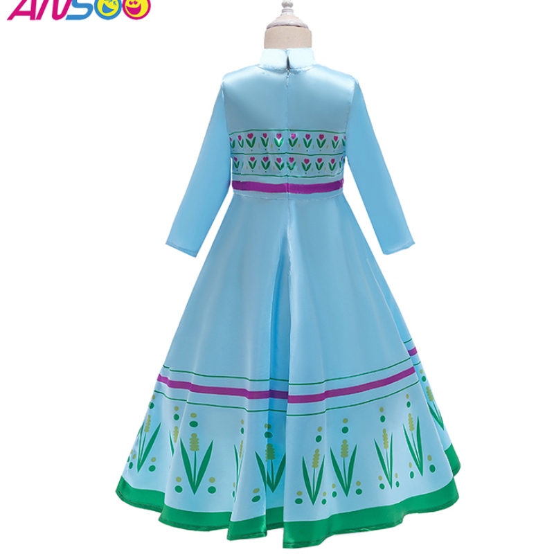 Ansso Anna Elsa Princess Costys for Kids Halloween Christmas Party Cosplay Snow Queen Fancy šaty dívky Snowflake Prom Glown