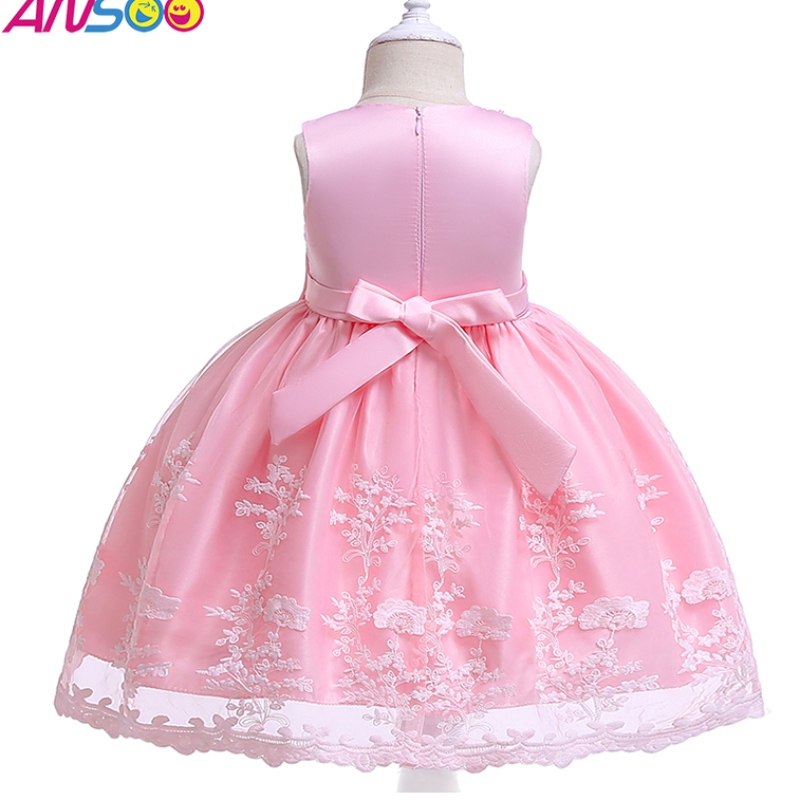 ANSOO Summer Flower Kids Fluffy Pink šaty pro dívky 4colors holčička párty tutu červené šaty svatební princezna pro děti