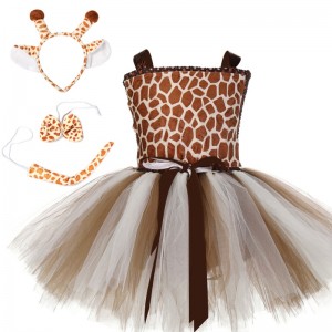 Roztomilá žirafa princezna šaty děti \\\\ s Halloween Party Cress Creatoon krátké síťové sukně tutu