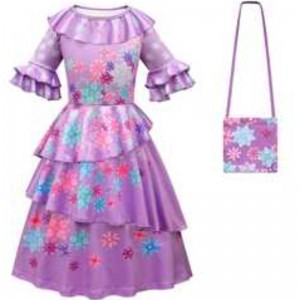 2022 Amazon Hot Sale Velkoobchod New Style Kids Best Cartoon Encanto Cosplay Costoms Girls Princess šaty a taška