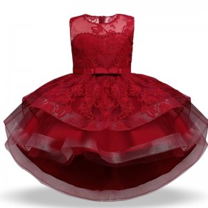 Elegantní dívky princezna Šaty Svatba anarozeninová párty Družička Tulle Lace Embuidery Formální šaty děti děti míč gow