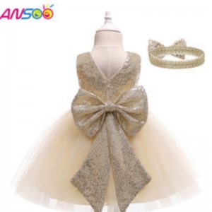Ansoo Drop Shipping Baby Girls Dress Batole Kids Party TUTU PAGEANT LACE šaty Šaty pro květinové dívky s čelenkou