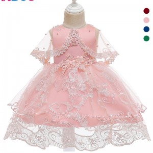 ANSOO DĚTSKÉ STORELESS PRINK PARTY Děti dívka Dress Cotton Elegant Princess Dress for Girl 2-10 Year Tutu Svatební šaty pro dívku