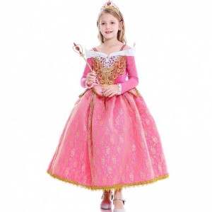 Baige New Girls Princess aurora kostým s dlouhým rukávem Sleeping Beauty Narozeninná párty Šaty děti fantastické šaty pro dívky