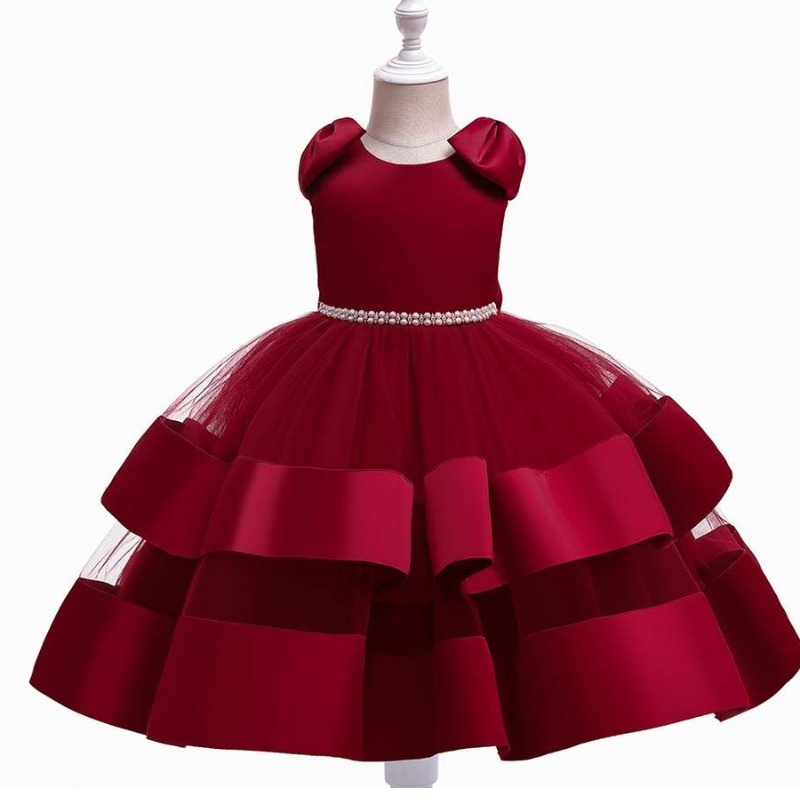 Baige High-End Flower Girl Svatební večírky Šaty Stain Bow Princess Kids Tutu šaty