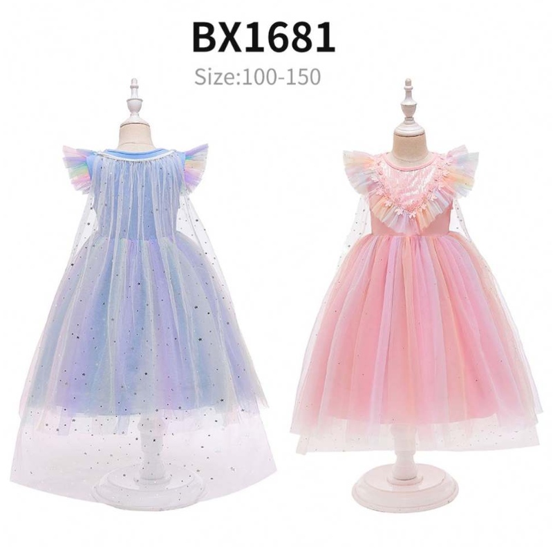 Levná cena princezna Anna Princezna Elsa Snow Queen Girl Party Dress Kids Halloween cosplay kostým bx1693/bx1697