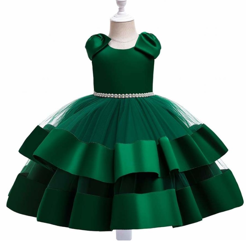 Baige Summer Kids Svatební šaty Boutique Baby Girls Party Noste šaty Designy s ramenním lukem