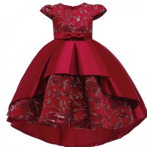 Baige Nový rok Frock Kids Partynosit dlouhé ocas Kid Flower Girl Western Party Formálnínarozeninové šaty