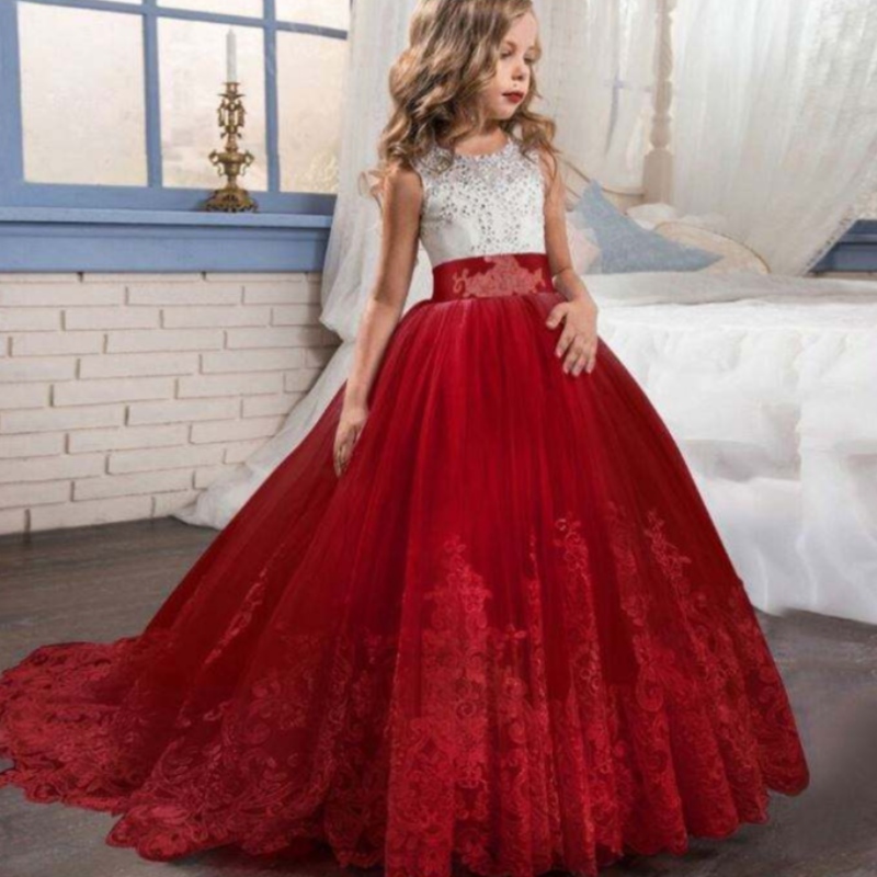 Baigenew Design Premium Flower Girl Šaty vzory Baby Girls Wedding Party Wear for Kids