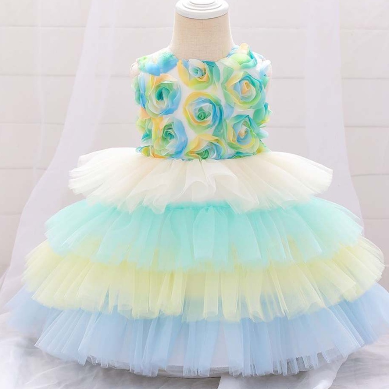 2020 Flower Novorozené dětské křest Frock First Communion Šatyna šaty princezny