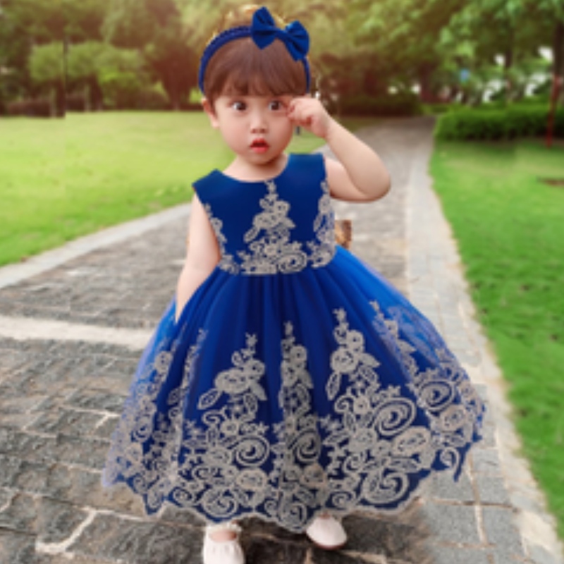 Baige New Lace Frock Kids Party Wear 0-6 lety Flower Girlnarozeninové párty plesové šaty