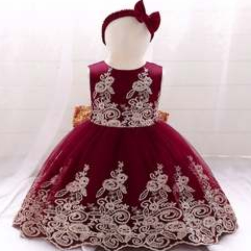 Baige New Lace Frock Kids Party Wear 0-6 lety Flower Girlnarozeninové párty plesové šaty