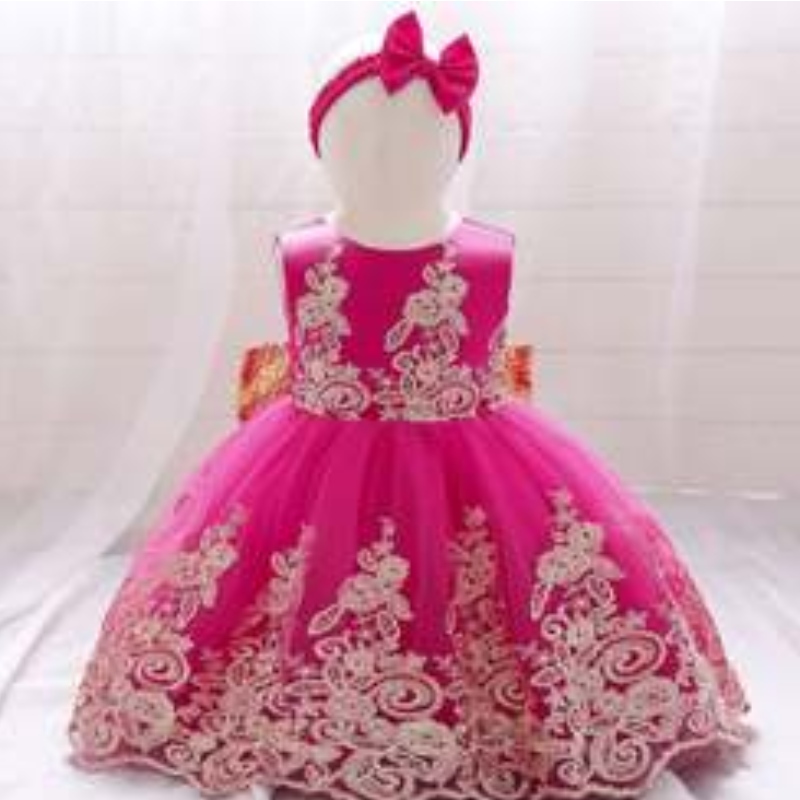 Baige New Lace Frock Kids Party Wear 0-6 lety Flower Girlnarozeninové párty plesové šaty