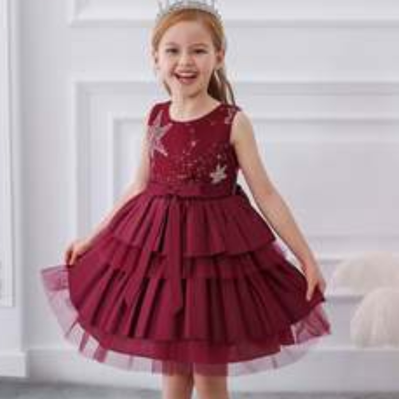 Baige Luxury Princess bez rukávů šaty Kids Evening Ball Gown Fancy Party Party PROM kostým